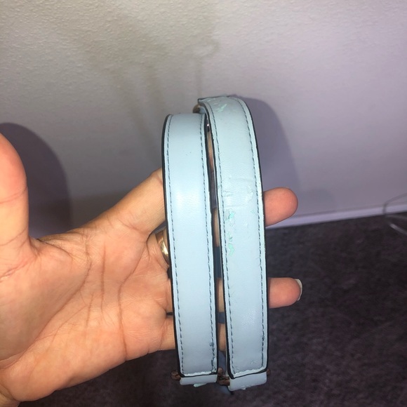 Sky Blue Faux Leather Crossbody Gold Chain - Picture 7 of 8